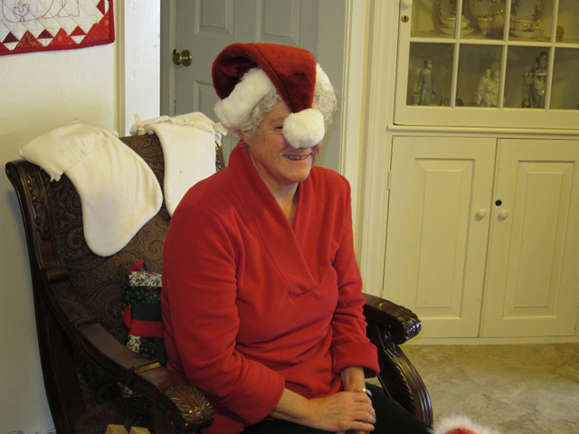 Christmas 2012 - Nana is silly with a Santa hat