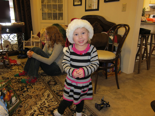 Christmas 2012 - Avery gets a turn with the hat